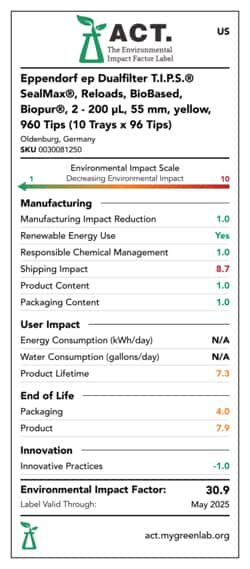 Eppendorf™ ep Dobbeltfilter T.I.P.S.™ SealMax™ BioBased Reloads - Filterpipettespidser